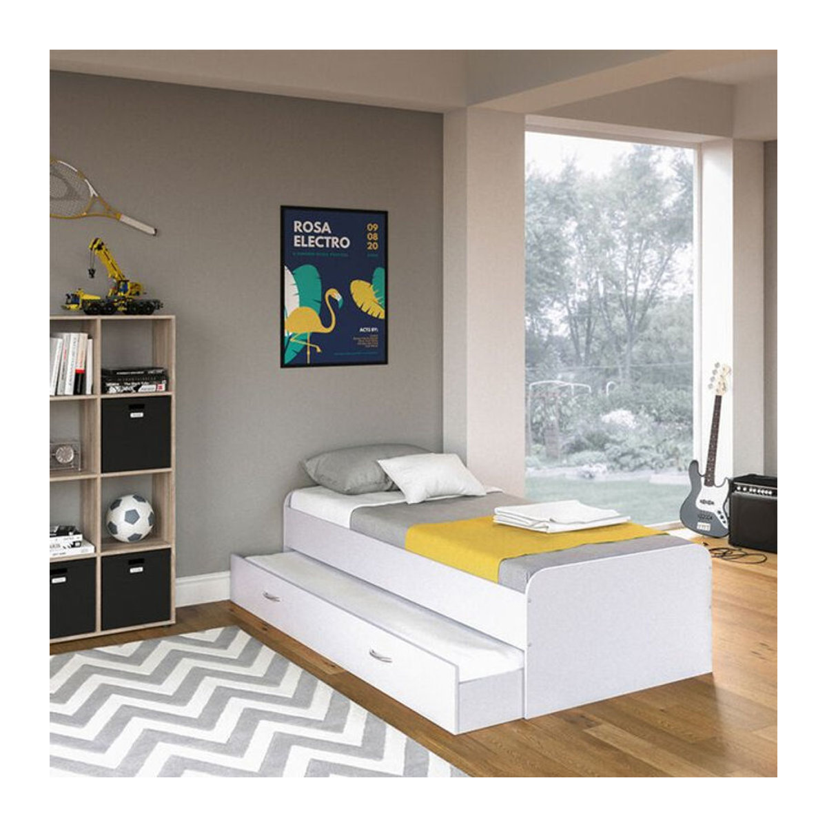 VitaliSpa Jugendbett Enzo Funktionsbett mit Gästeliege und Matratze, Weiß, B/T: 90 x 200 cm - Bild 2