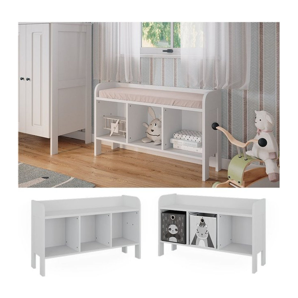 Vitalispa Sitzbank Ajaton Sitztruhe Weiß B: 107,2 cm, T: 63,8 cm - Bild 1