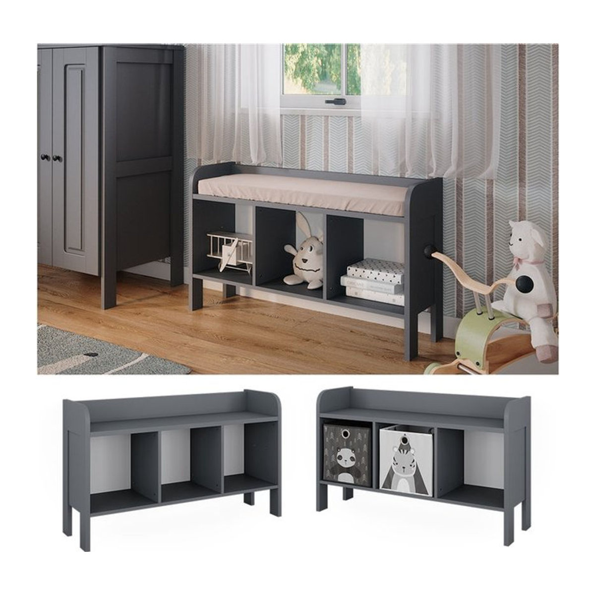 Vitalispa Sitztruhe Ajaton Grau B: 107,2 cm, T: 63,8 cm - Bild 1