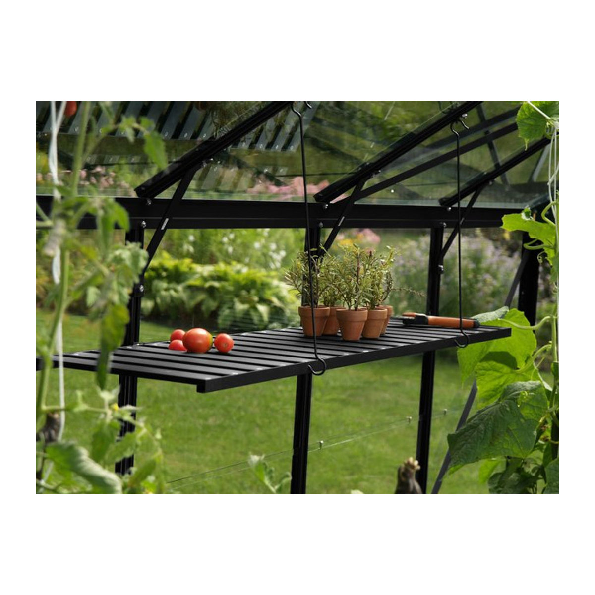 Vitavia abklappbares Alu-Pflanzregal für Gewächshäuser, Schwarz, Breite: 120 cm, Tiefe: 29 cm - Bild 1