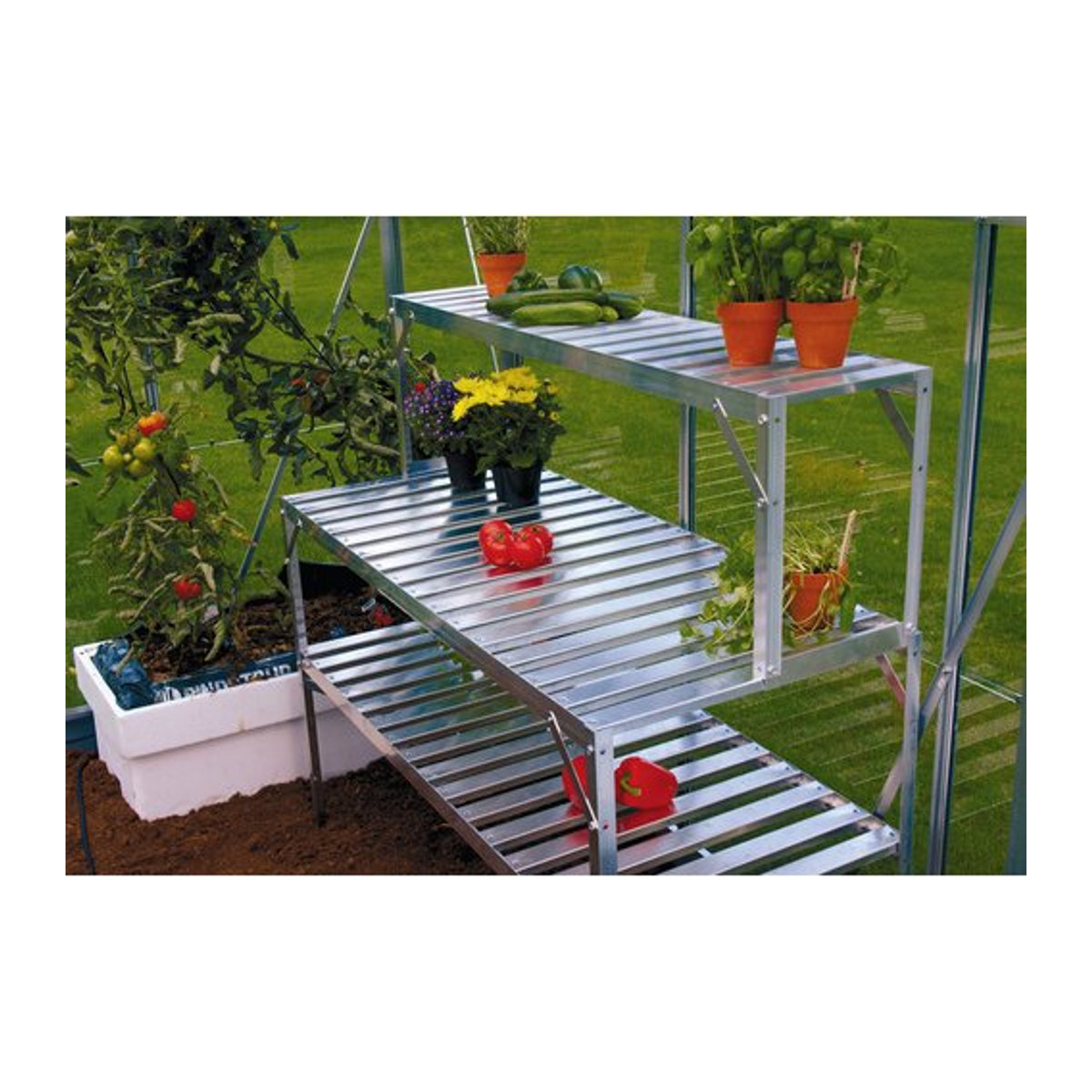Vitavia Alu-Tischaufsatz aus eloxiertem Aluminium in Grau, B/T/H: 121 x 27,56 x 39 cm - Bild 1
