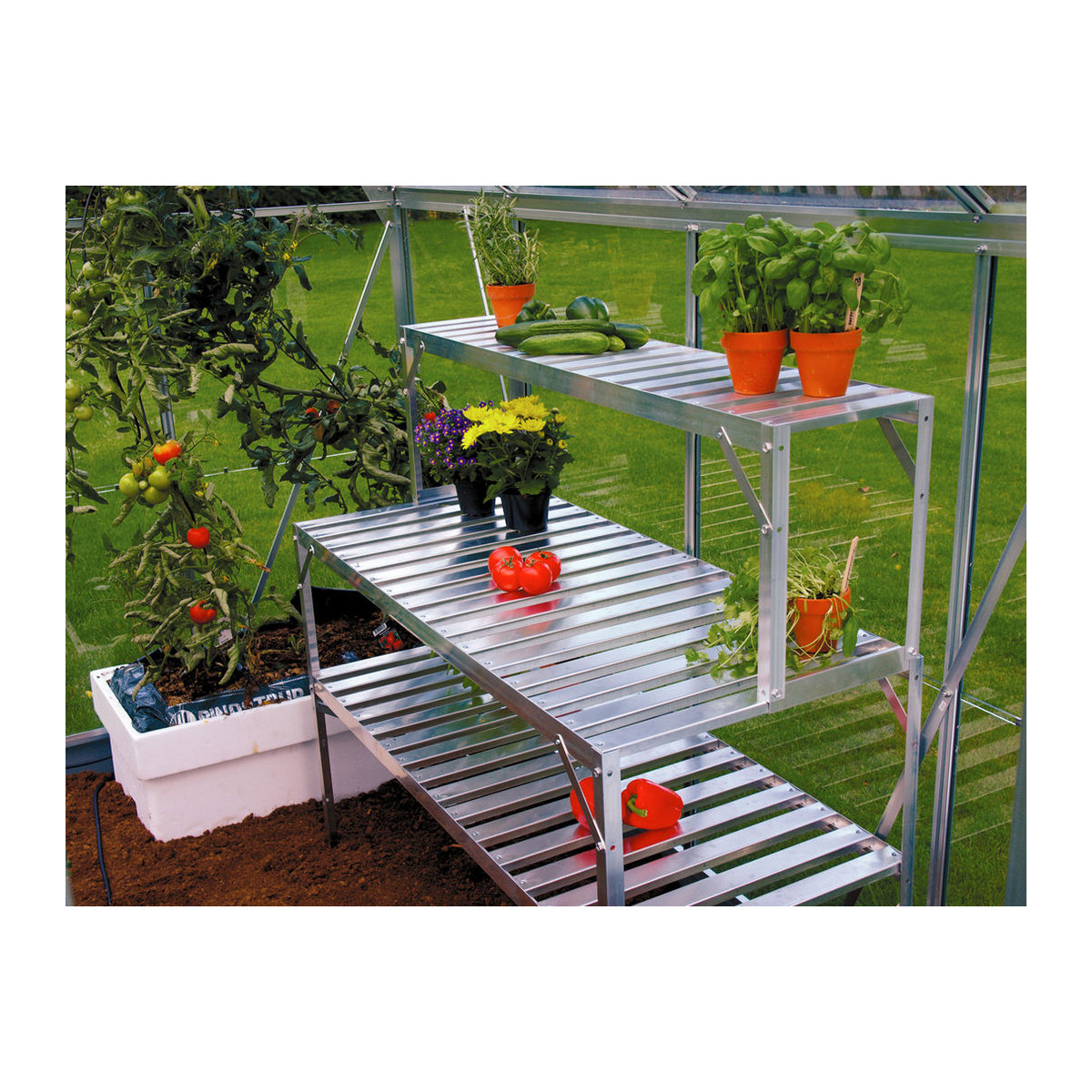 Vitavia Alu-Tischaufsatz aus eloxiertem Aluminium in Grau, B/T/H: 121 x 27,56 x 39 cm - Bild 2