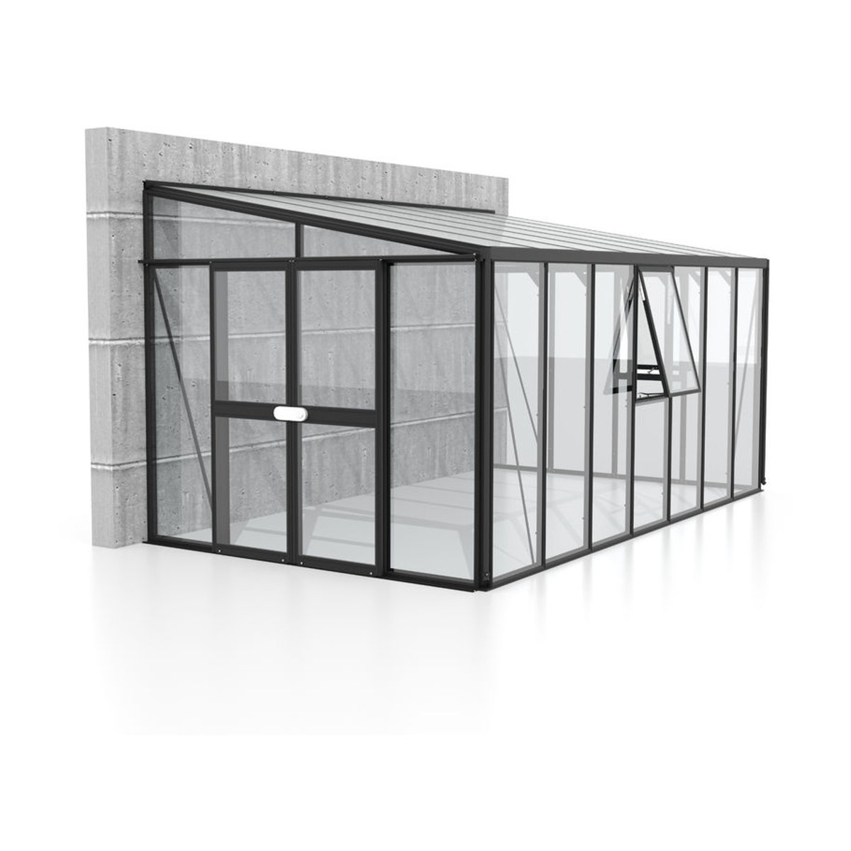 Vitavia Anlehn-Gewächshaus Helena 11900 in Schwarz mit 11,9 m² Fläche und ESG-Glas - Bild 2