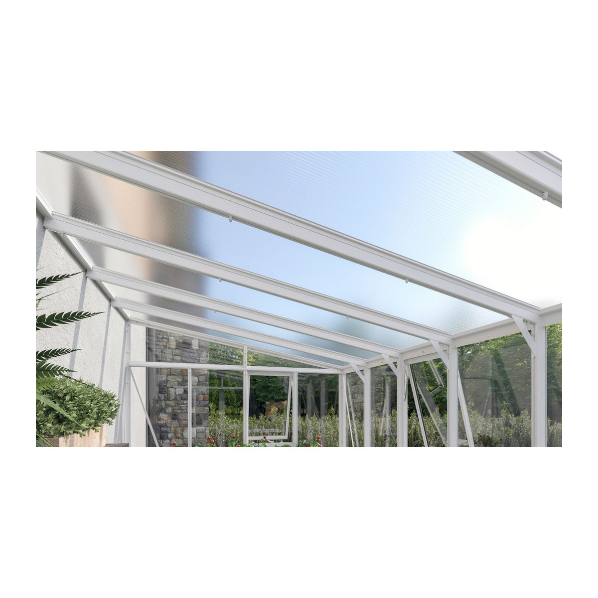 Vitavia Anlehn-Gewächshaus Helena 11900 in Weiß mit 11,9 m² Fläche und ESG-Glas - Bild 3