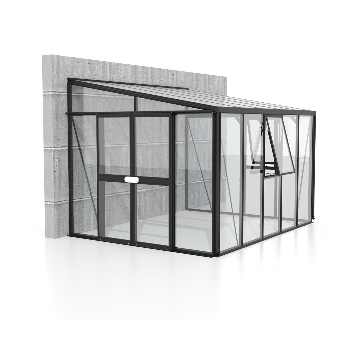 Vitavia Anlehn-Gewächshaus Helena in Schwarz oder Grau mit 8,6 m² aus Aluminium und Glas - Bild 3