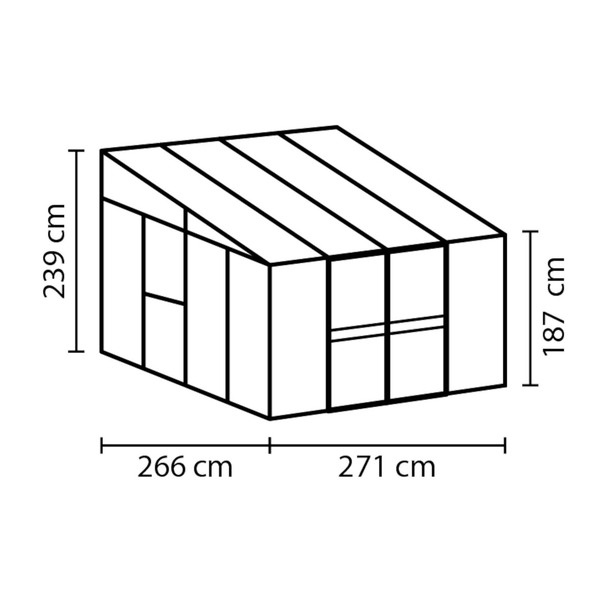 Vitavia Anlehn-Gewächshaus Helena in Silber aus Aluminium und Glas mit 7 m² Fläche - Bild 1