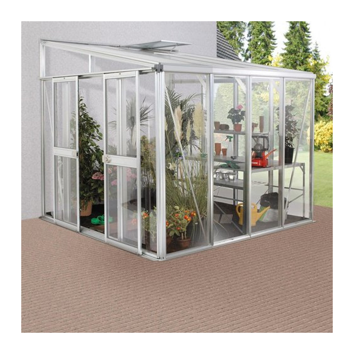 Vitavia Anlehn-Gewächshaus Helena in Silber aus Aluminium und Glas mit 7 m² Fläche - Bild 2