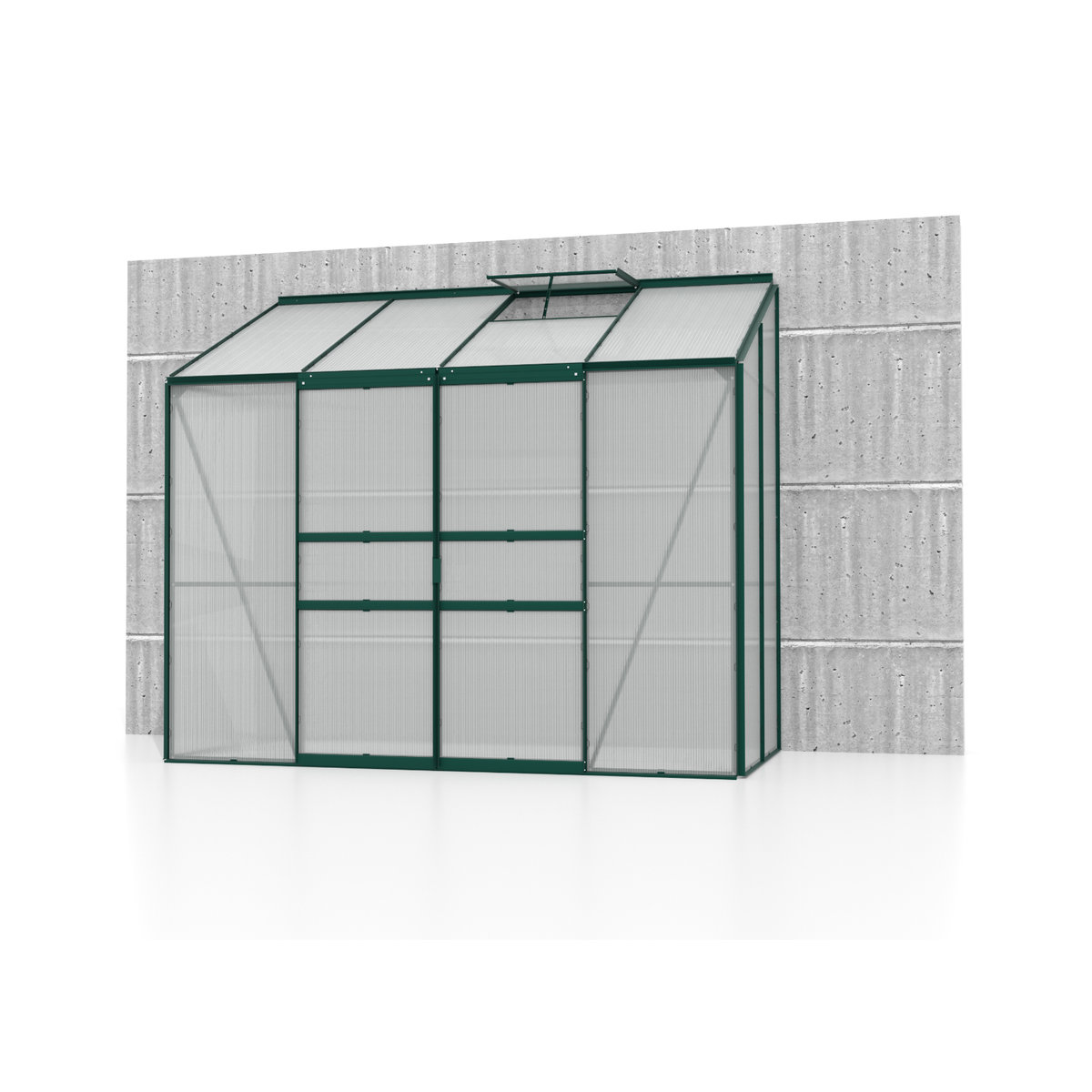 Vitavia Anlehn-Gewächshaus Ida 3300 in Smaragdgrün mit 3,3 m² Fläche und 4 mm Polycarbonat-Platten - Bild 2