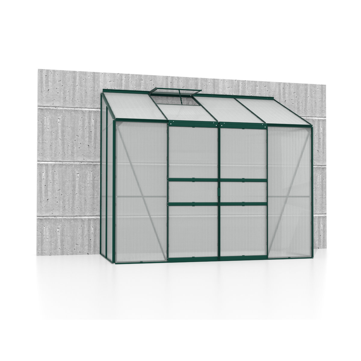 Vitavia Anlehn-Gewächshaus Styx in Grün mit Aluminiumrahmen und Polycarbonat-Platten, 3,3 m² - Bild 2