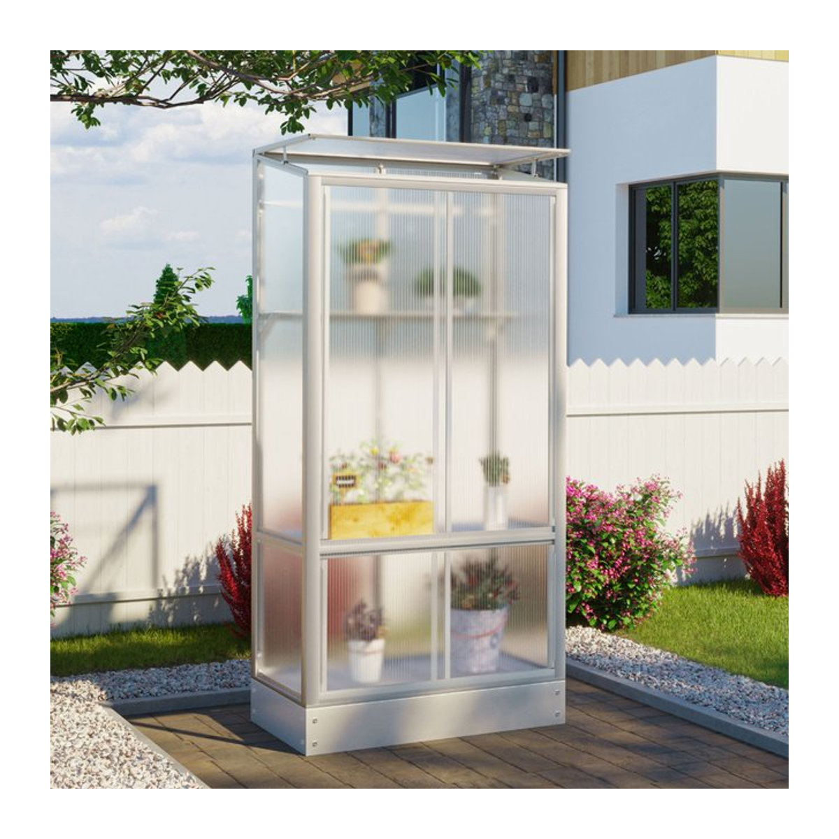 Vitavia Balkon- und Anlehn-Gewächshaus Stad in alufarben mit Aluminiumrahmen und Polycarbonat-Platten, B/H/T: 81 x 166 x 42,8 cm - Bild 1