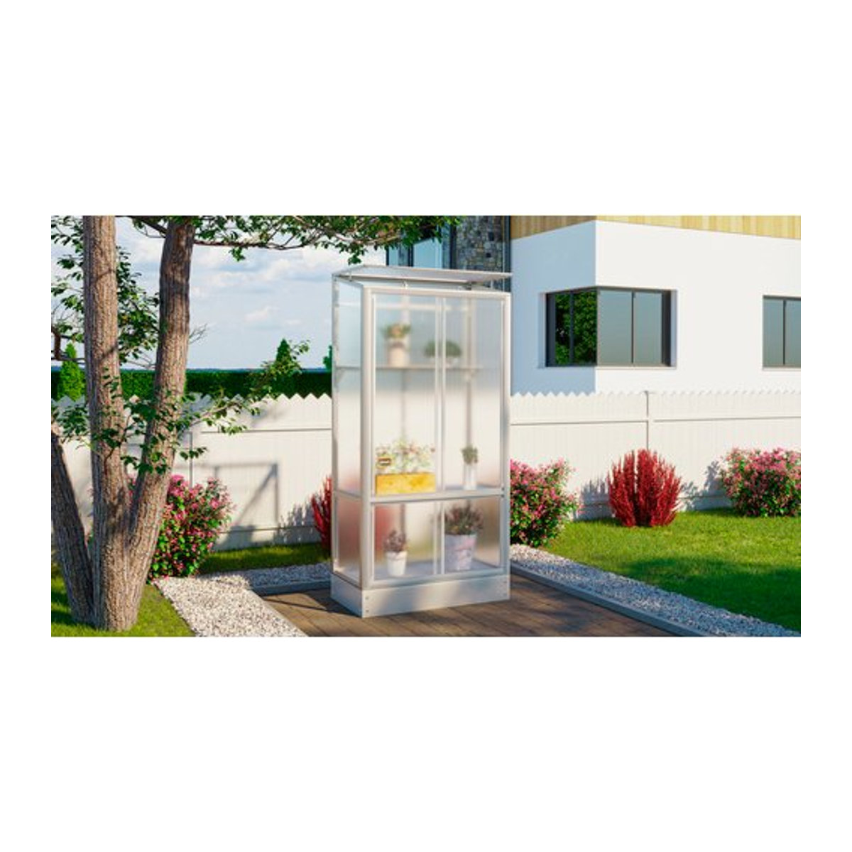 Vitavia Balkon- und Anlehn-Gewächshaus Stad in alufarben mit Aluminiumrahmen und Polycarbonat-Platten, B/H/T: 81 x 166 x 42,8 cm - Bild 3
