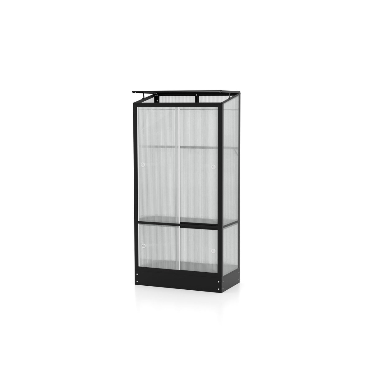Vitavia Balkon- und Anlehn-Gewächshaus Stad in Schwarz mit 4 mm Polycarbonat und Stahlfundament, B: 81 cm, H: 165,5 cm, T: 42,8 cm - Bild 2