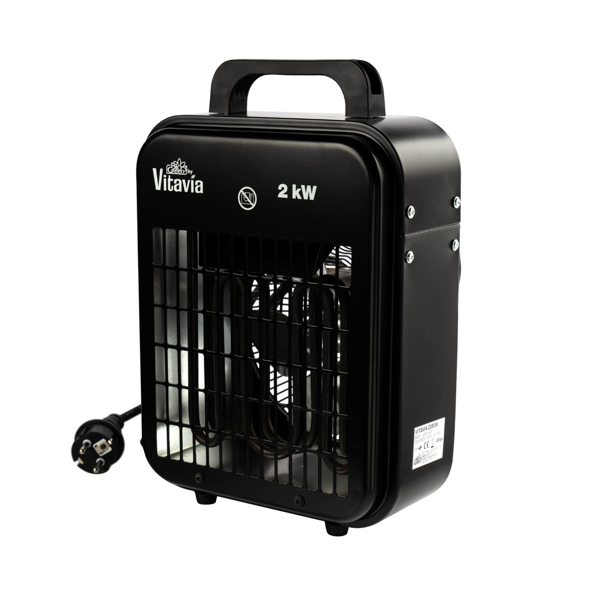 Vitavia Elektroheizung Vitavia 2KW Heizlüfter für Gewächshäuser, Schwarz - Bild 5