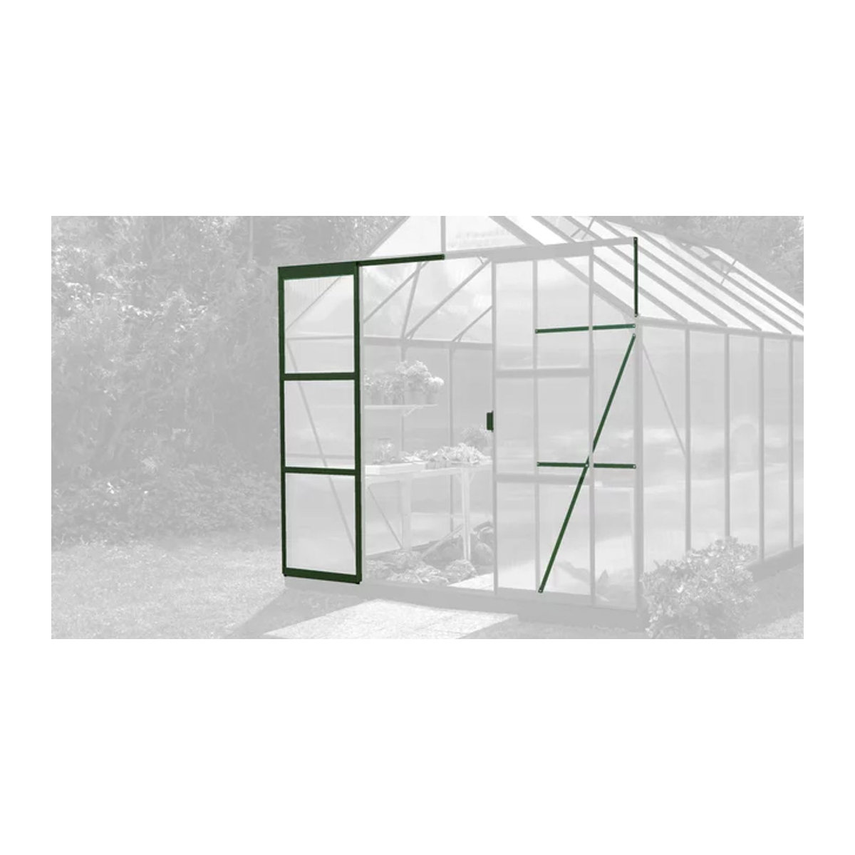 Vitavia Erweiterungsset für Doppelschiebetüren der Gewächshaus-Modelle Merkur und Meridian 1 aus Aluminium in Smaragdgrün - Bild 1