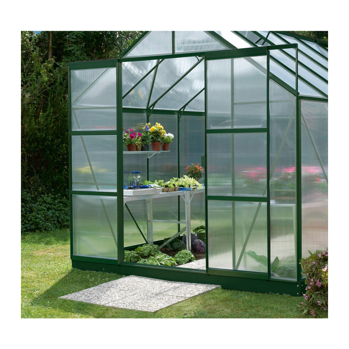 Vitavia Erweiterungsset für Doppelschiebetüren der Gewächshaus-Modelle Merkur und Meridian 1 aus Aluminium in Smaragdgrün - Bild 3