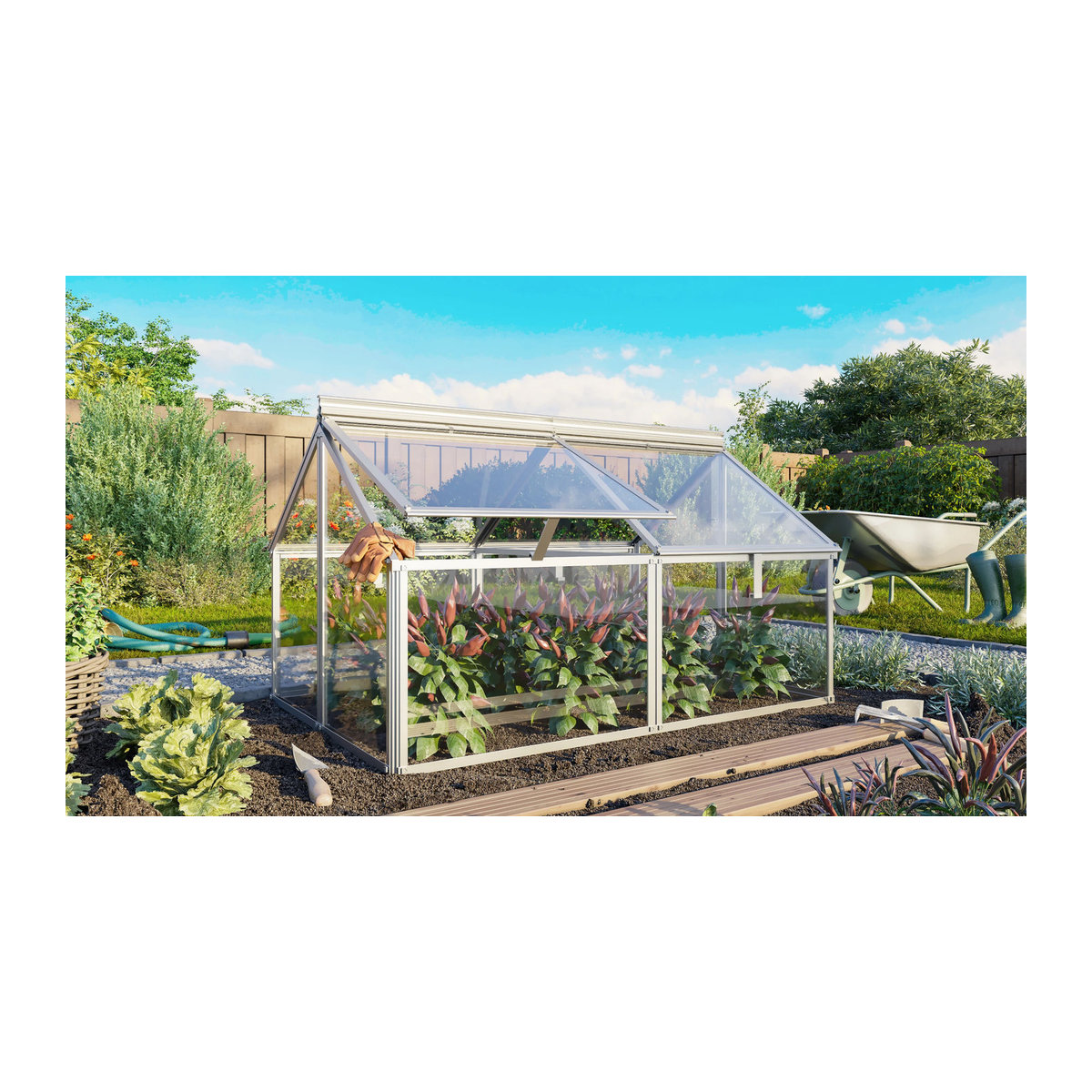Vitavia Frühbeet Gaia Jumbo aus Aluminium und Glas in Silber, B/T/H: 119,3 x 83,1 x 71,9 cm - Bild 3