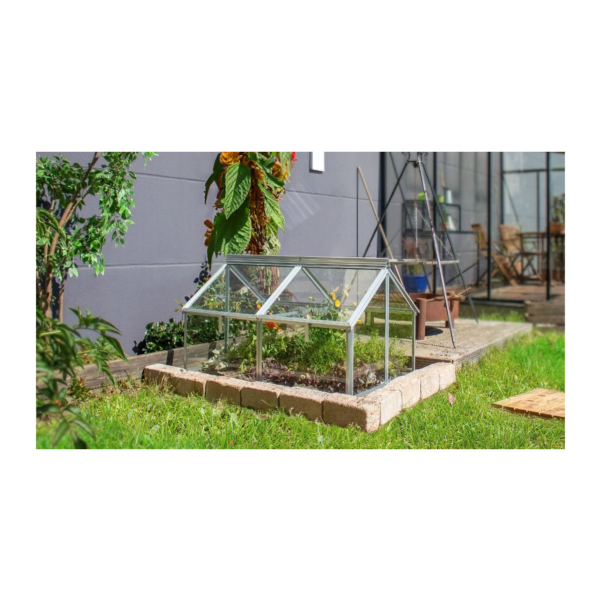 Vitavia Frühbeet Gaia Jumbo aus Aluminium und Glas in Silber, B/T/H: 119,3 x 83,1 x 71,9 cm - Bild 4