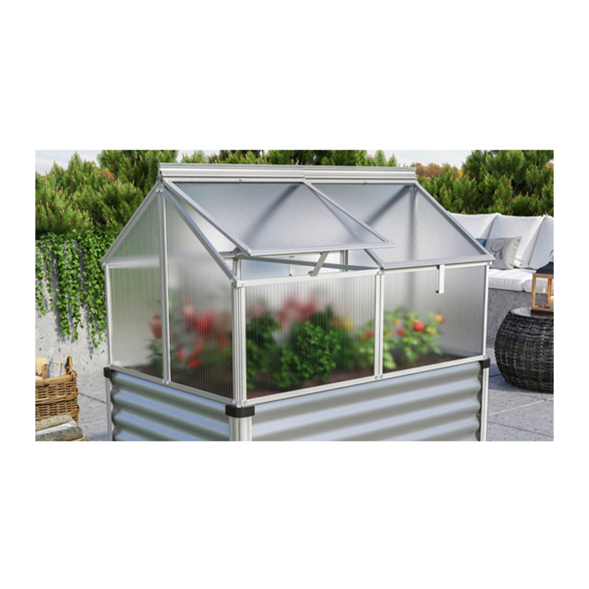 Vitavia Frühbeet Gaia Jumbo aus Aluminium und Polycarbonat in Silber, B/T/H: 83 x 72 x 119 cm - Bild 2
