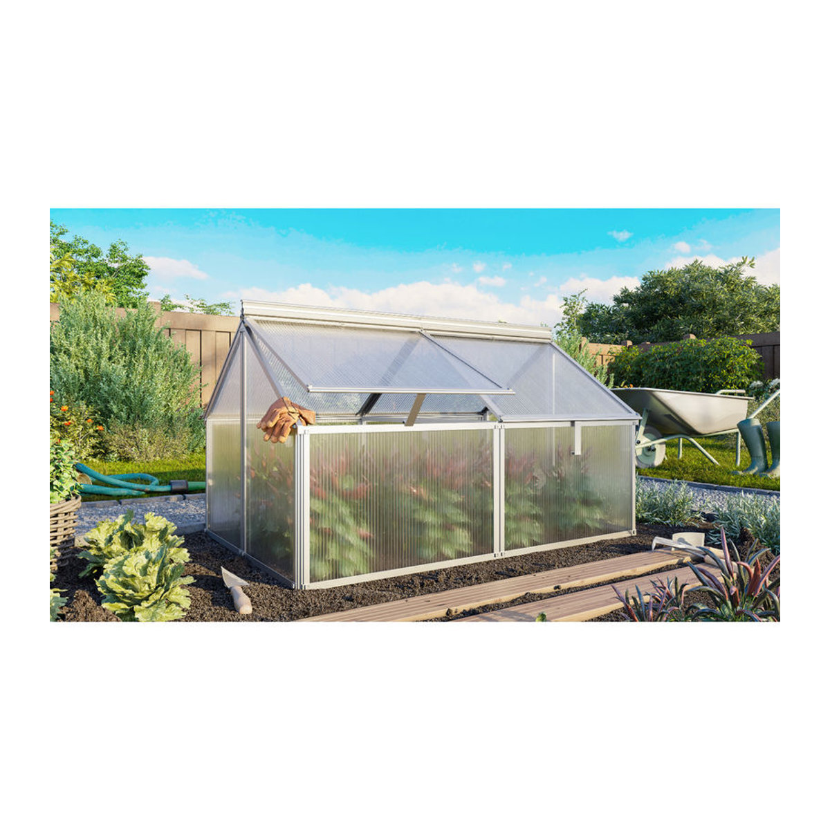 Vitavia Frühbeet Gaia Jumbo aus Aluminium und Polycarbonat in Silber, B/T/H: 83 x 72 x 119 cm - Bild 6