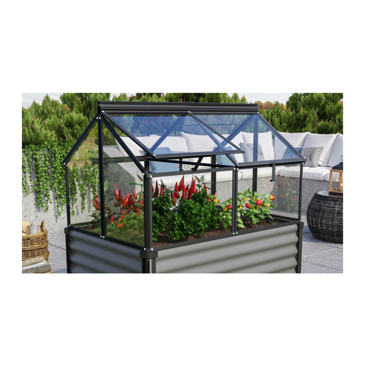 Vitavia Frühbeet Gaia Jumbo in Schwarz aus Aluminium und ESG-Glas, B/T/H: 83 x 72 x 119 cm - Bild 1