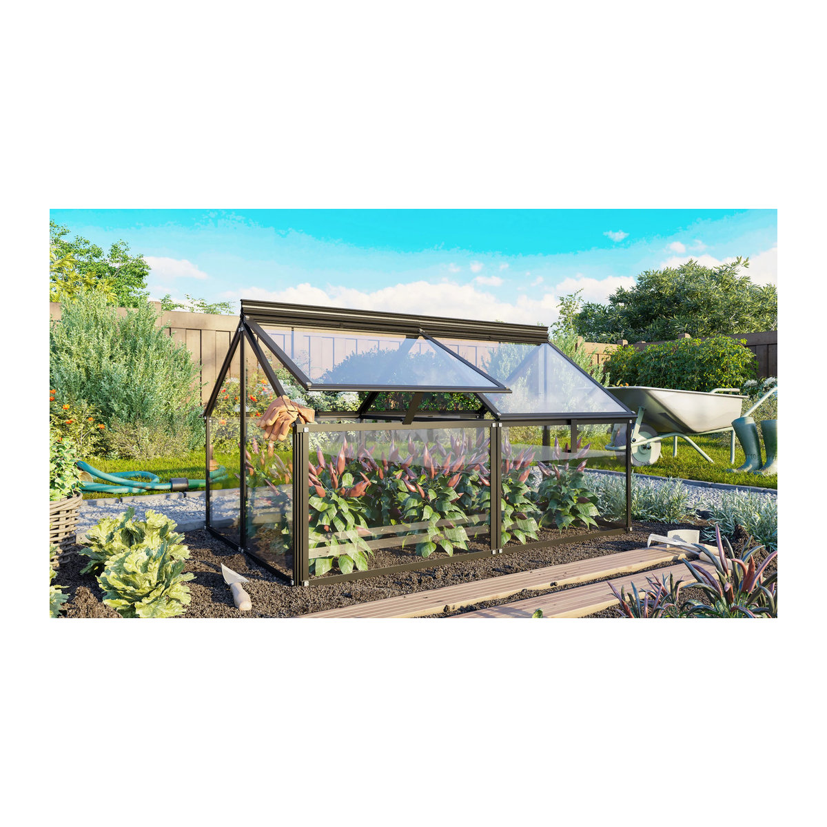 Vitavia Frühbeet Gaia Jumbo in Schwarz aus Aluminium und ESG-Glas, B/T/H: 83 x 72 x 119 cm - Bild 2