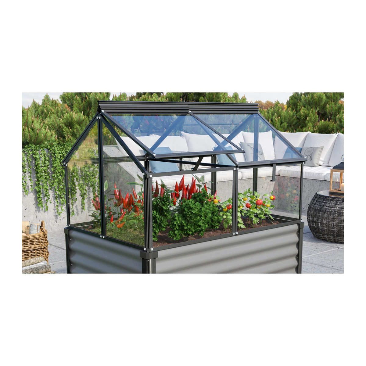 Vitavia Frühbeet Gaia Jumbo in Schwarz aus Aluminium und ESG-Glas, B/T/H: 83 x 72 x 119 cm - Bild 4