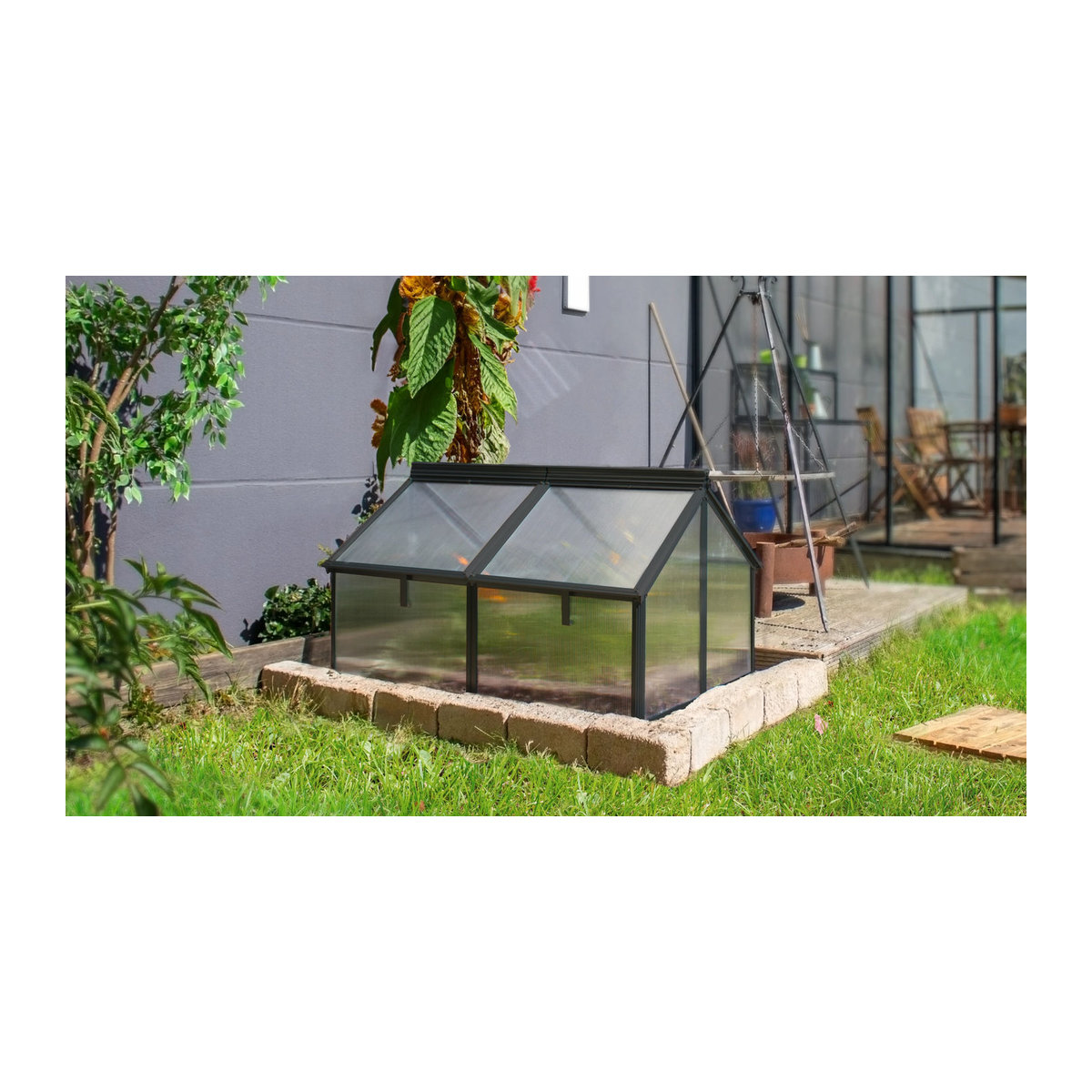 Vitavia Frühbeet Gaia Jumbo in Schwarz aus Aluminium und Polycarbonat, B/T/H: 83 x 119 x 72 cm - Bild 4