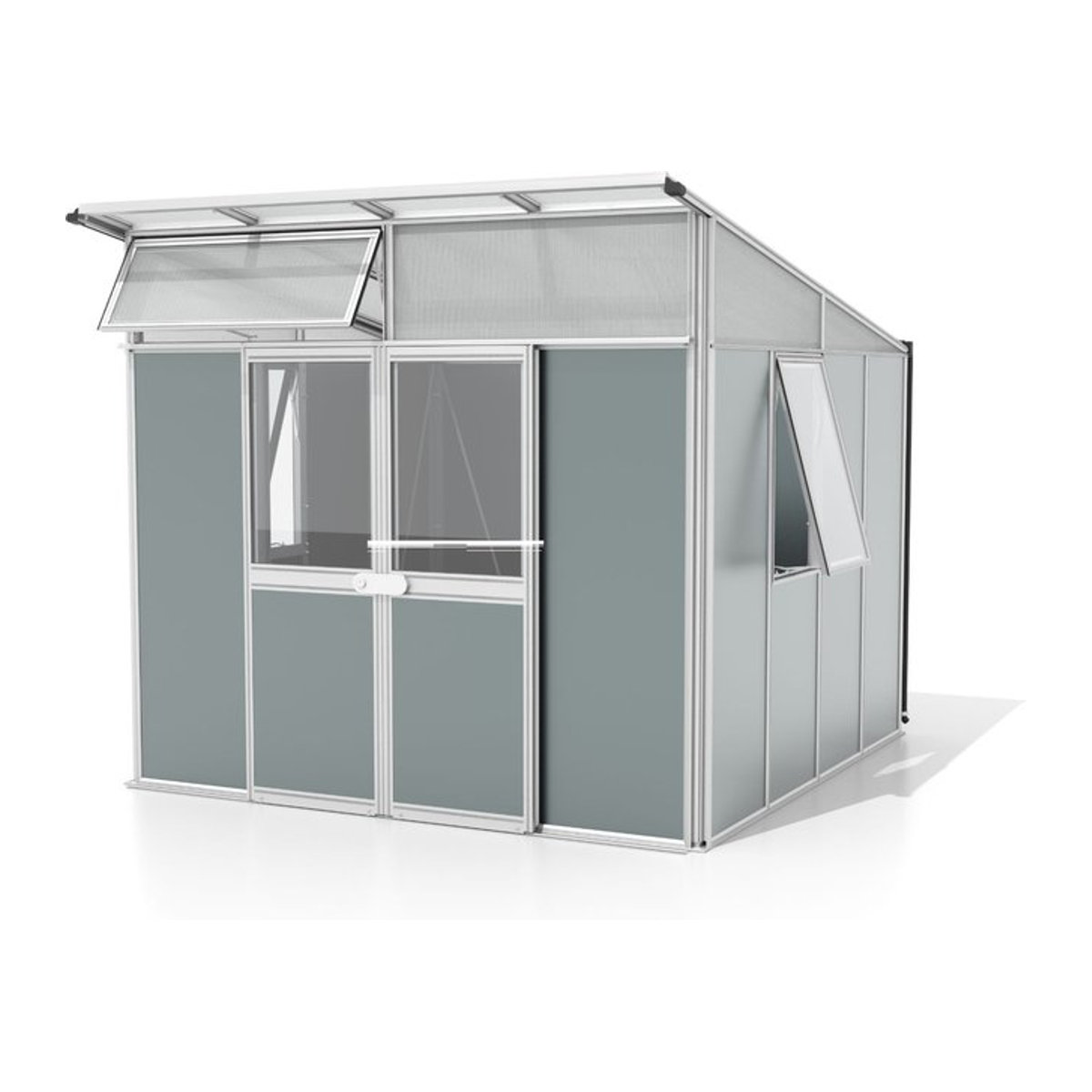 Vitavia Gerätehaus Kosmos aus Metall in Alufarben und Grün, B/H/T: 267 x 242,3 x 295 cm - Bild 1