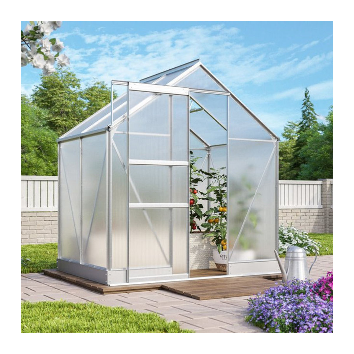 Vitavia Gewächshaus Apollo 2500 aus Aluminium und Polycarbonat in Alufarben, 2,5 m² - Bild 1