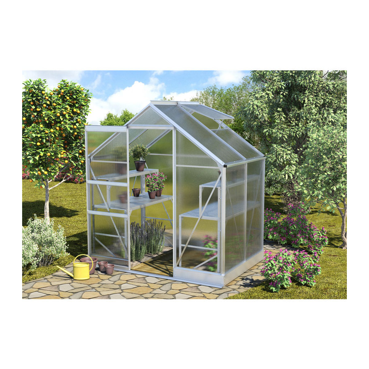 Vitavia Gewächshaus Apollo 2500 aus Aluminium und Polycarbonat in Alufarben, 2,5 m² - Bild 4