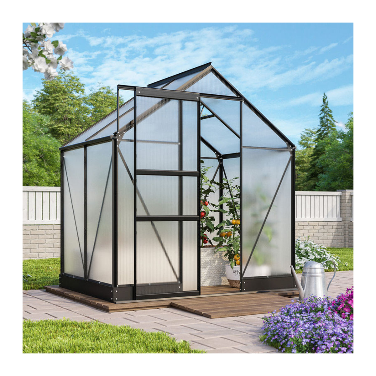 Vitavia Gewächshaus Apollo 2500 in Schwarz mit 4 mm Polycarbonat und Aluminiumrahmen, 2,5 m² - Bild 4