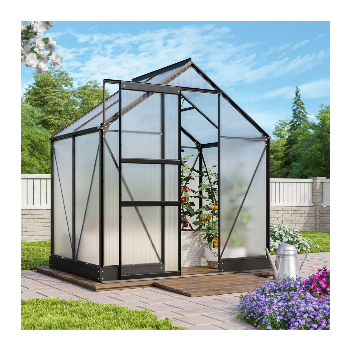 Vitavia Gewächshaus Apollo 2500 in Schwarz mit Aluminiumrahmen und 6 mm Polycarbonat-Platten, 2,5 m² - Bild 2