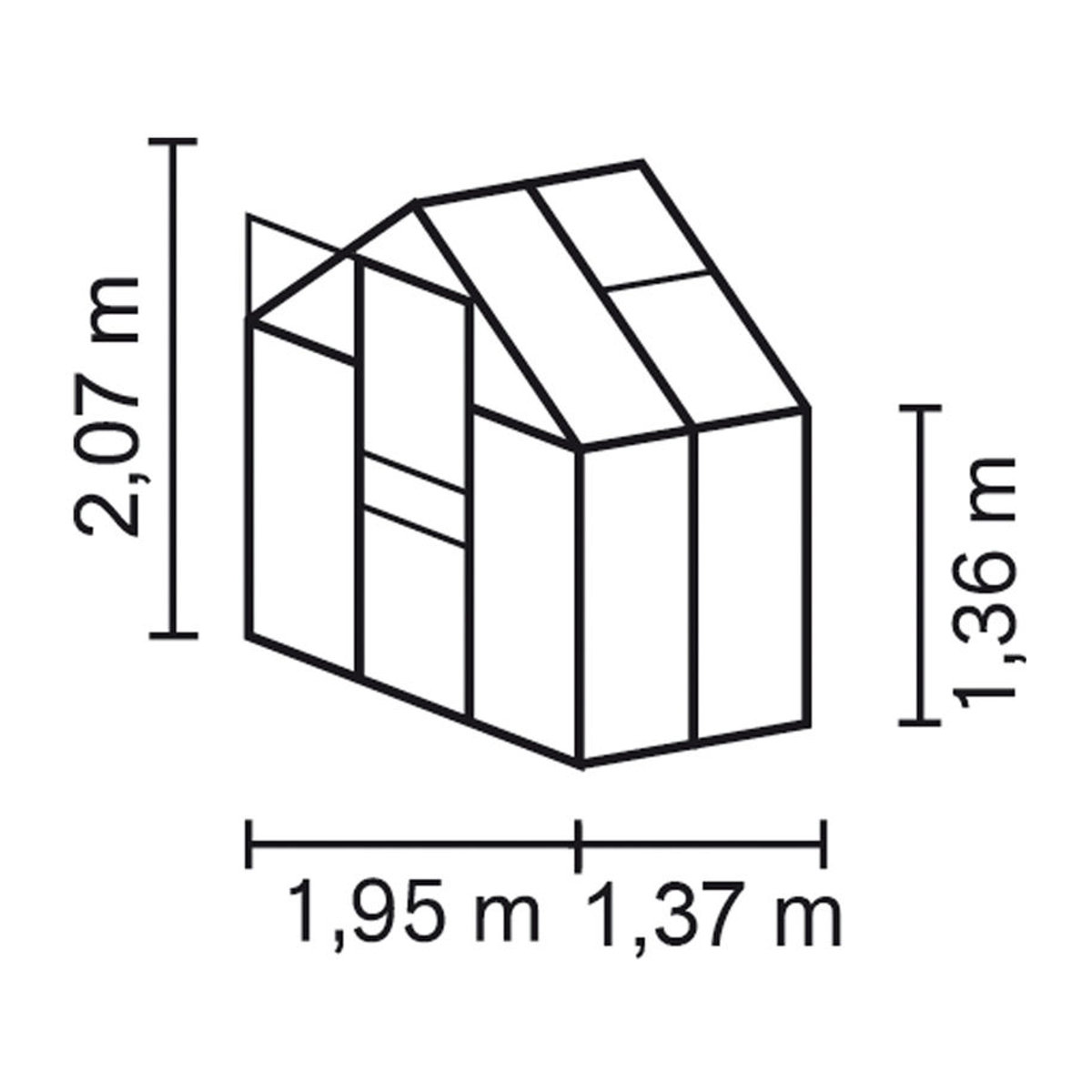 Vitavia Gewächshaus Apollo 2500 in Smaragdgrün mit Aluminiumrahmen und 6 mm Polycarbonat-Platten, 2,5 m² - Bild 1