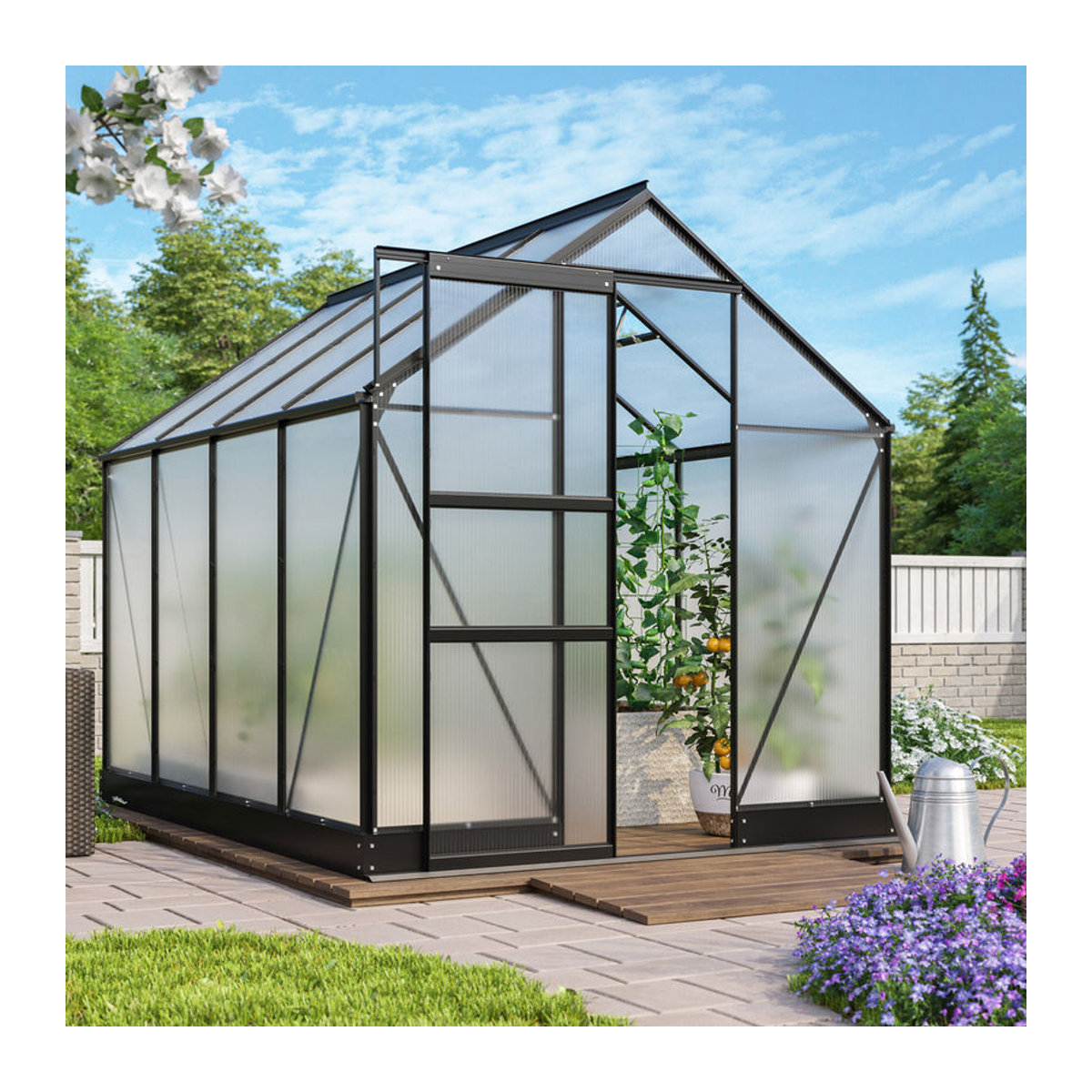 Vitavia Gewächshaus Apollo 5000 in Schwarz mit 5,0 m² Fläche und 6 mm Polycarbonat-Platten aus Aluminium - Bild 2