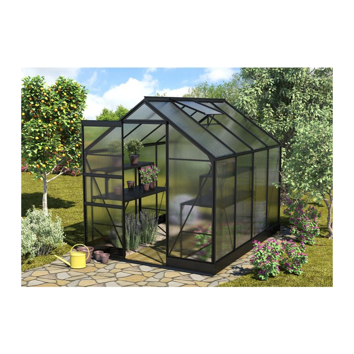 Vitavia Gewächshaus Apollo 5000 in Schwarz mit Aluminiumrahmen und 4 mm Polycarbonat, 5,0 m² - Bild 1