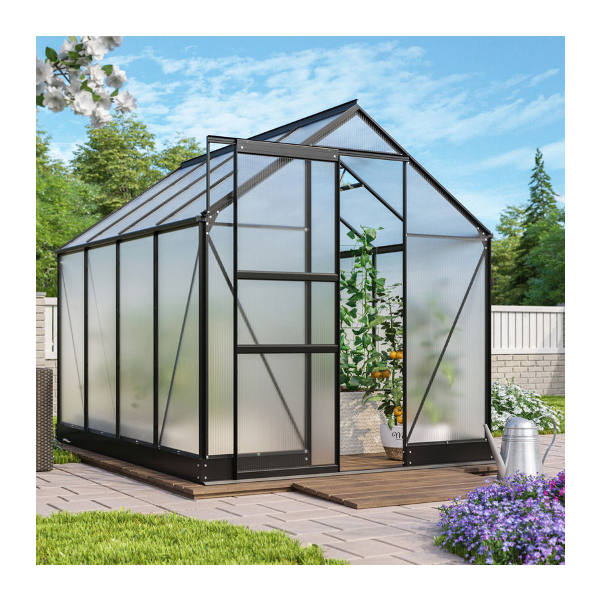 Vitavia Gewächshaus Apollo 5000 in Schwarz mit Aluminiumrahmen und 4 mm Polycarbonat, 5,0 m² - Bild 4