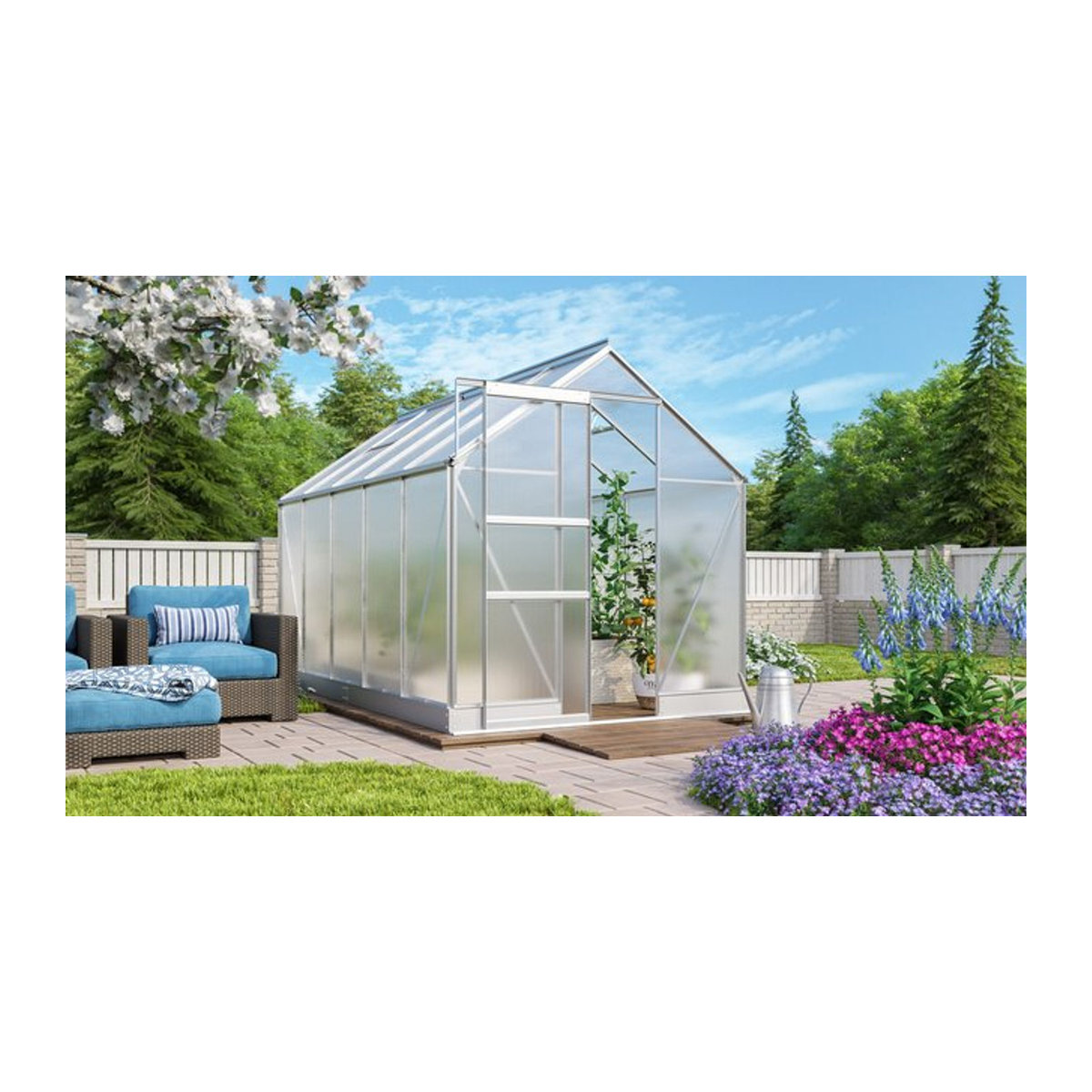 Vitavia Gewächshaus Apollo 6200 aus eloxiertem Aluminium in Alufarben mit 6,2 m² und 6 mm Polycarbonat-Verglasung - Bild 1