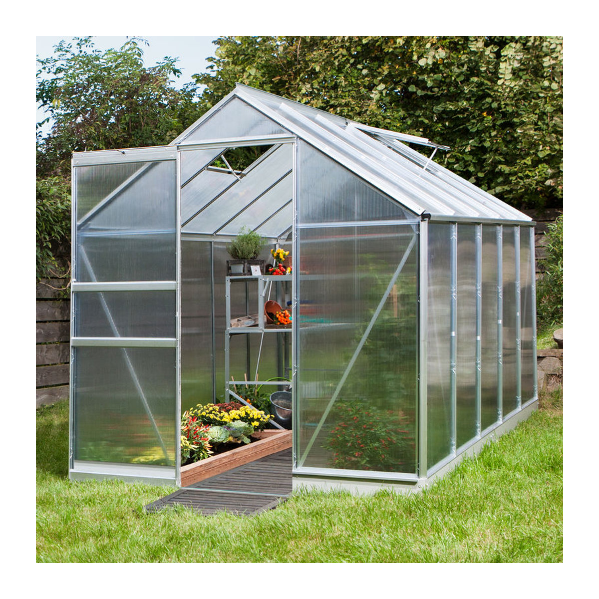 Vitavia Gewächshaus Apollo 6200 aus eloxiertem Aluminium in Alufarben mit 6,2 m² und 6 mm Polycarbonat-Verglasung - Bild 3