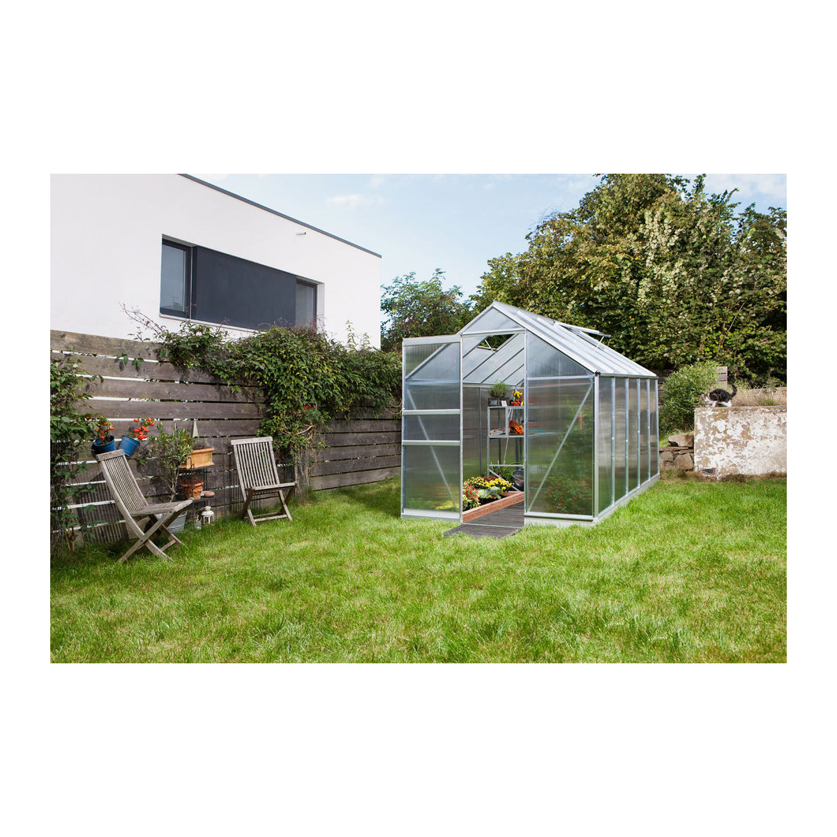 Vitavia Gewächshaus Apollo 6200 aus eloxiertem Aluminium in Alufarben mit 6,2 m² und 6 mm Polycarbonat-Verglasung - Bild 4