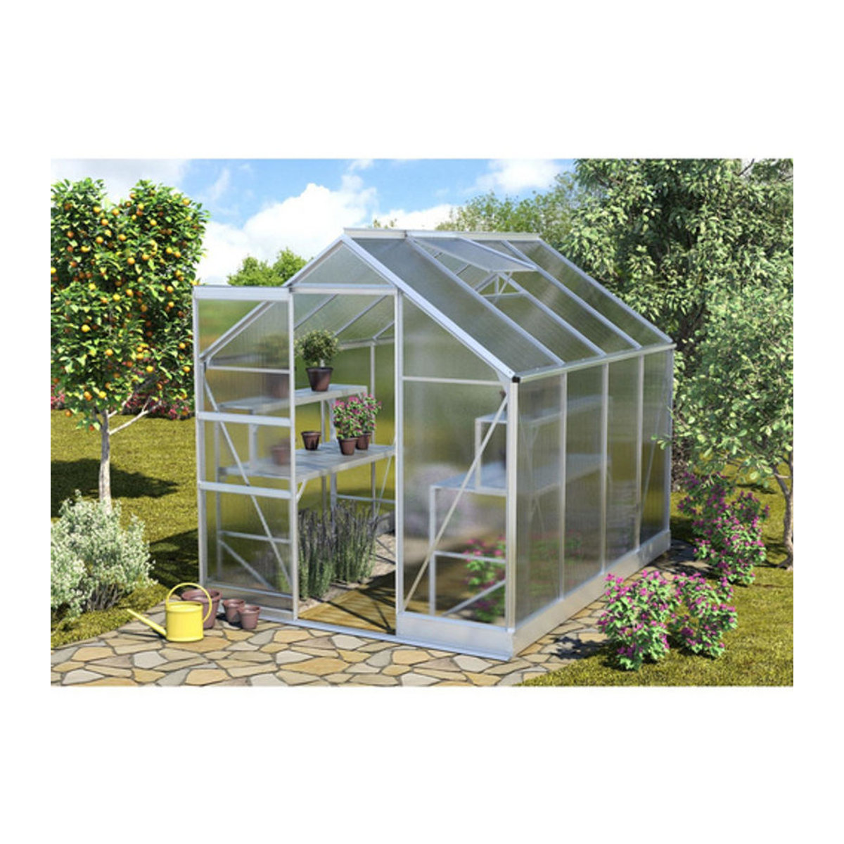 VITAVIA Gewächshaus Apollo mit 5 m² aus Aluminium und Polycarbonat in Silber - Bild 2