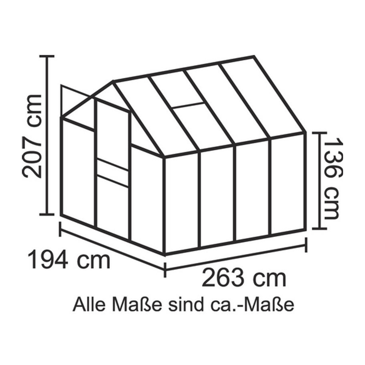 VITAVIA Gewächshaus Apollo mit 5 m² aus Aluminium und Polycarbonat in Silber - Bild 3