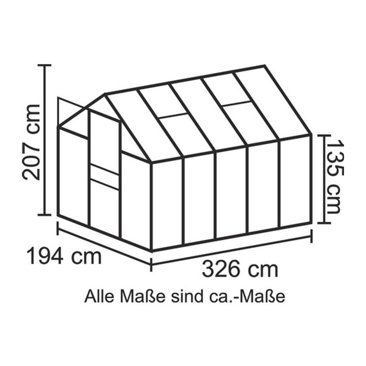 VITAVIA Gewächshaus Apollo mit 6,2 m² aus Aluminium und Polycarbonat in Silber - Bild 2
