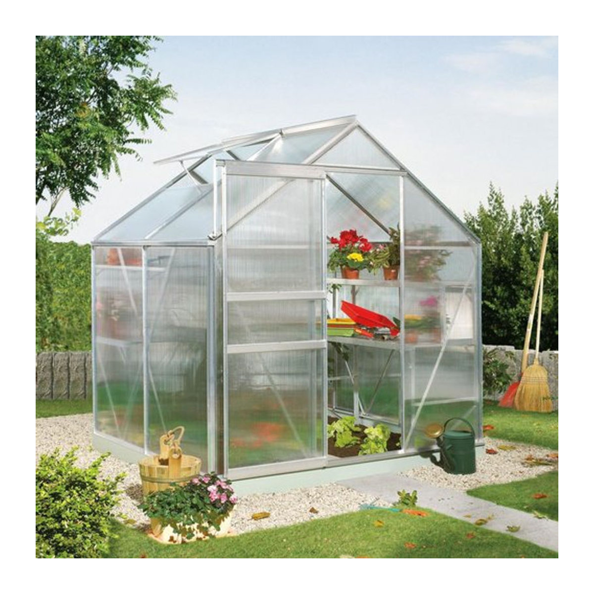 Vitavia Gewächshaus Calypso 3000 aus Aluminium und Polycarbonat in Silber - Bild 4