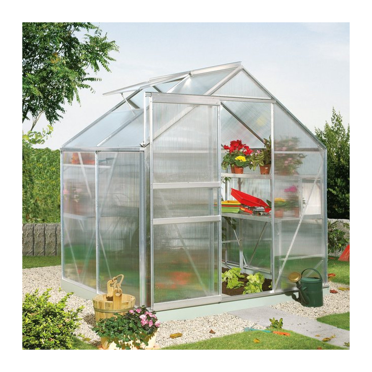 Vitavia Gewächshaus Calypso 3000 aus Aluminium und Polycarbonat in Silber - Bild 1