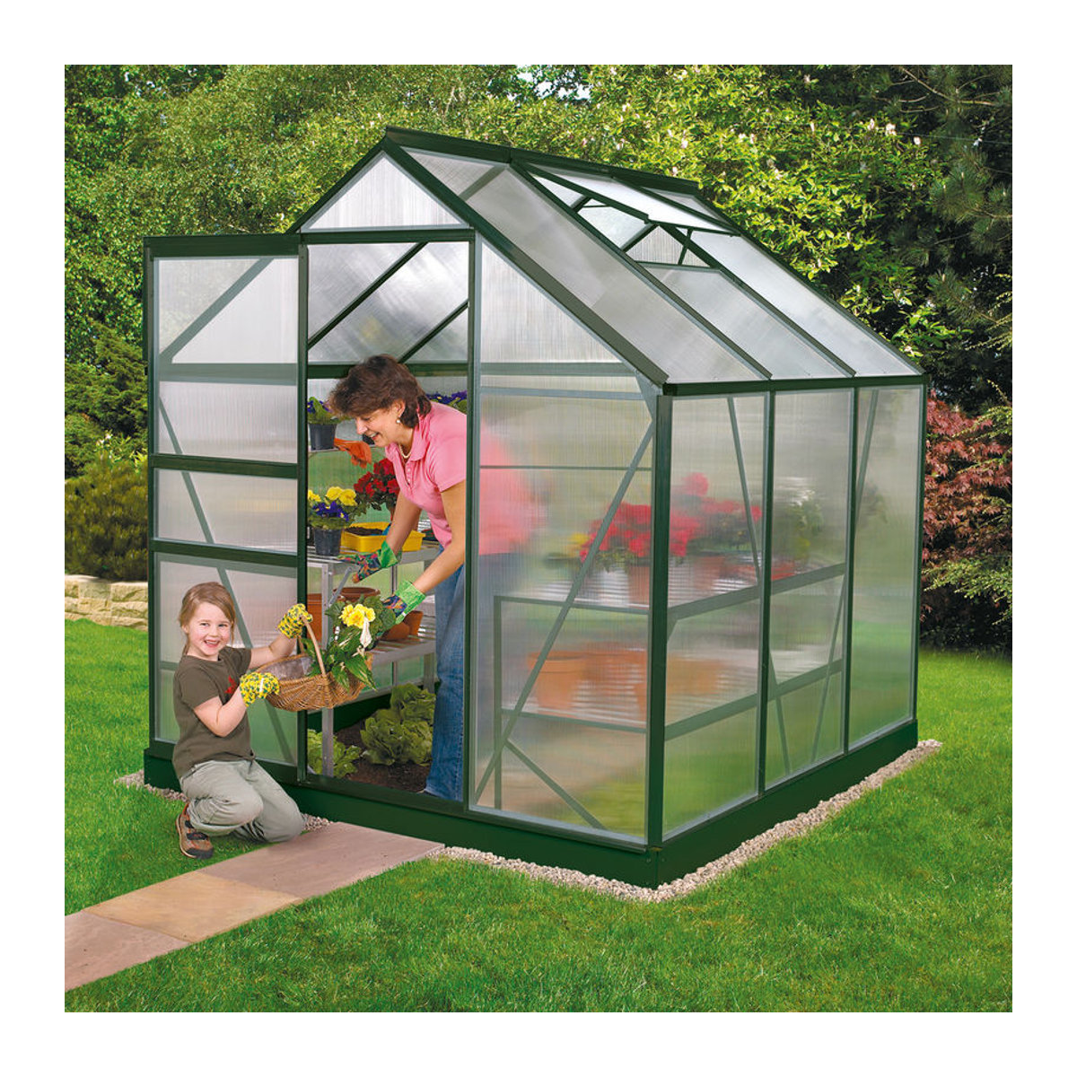 Vitavia Gewächshaus Calypso 4400 in Grün mit Aluminiumrahmen und Polycarbonat-Platten, 4,4 m² - Bild 3