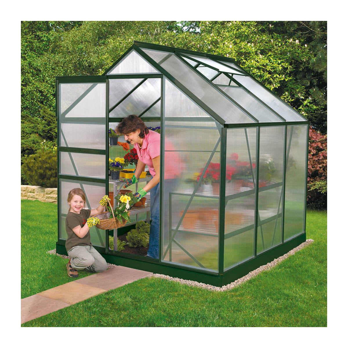 Vitavia Gewächshaus Calypso 4400 in Grün mit Aluminiumrahmen und Polycarbonat-Platten, 4,4 m² - Bild 3