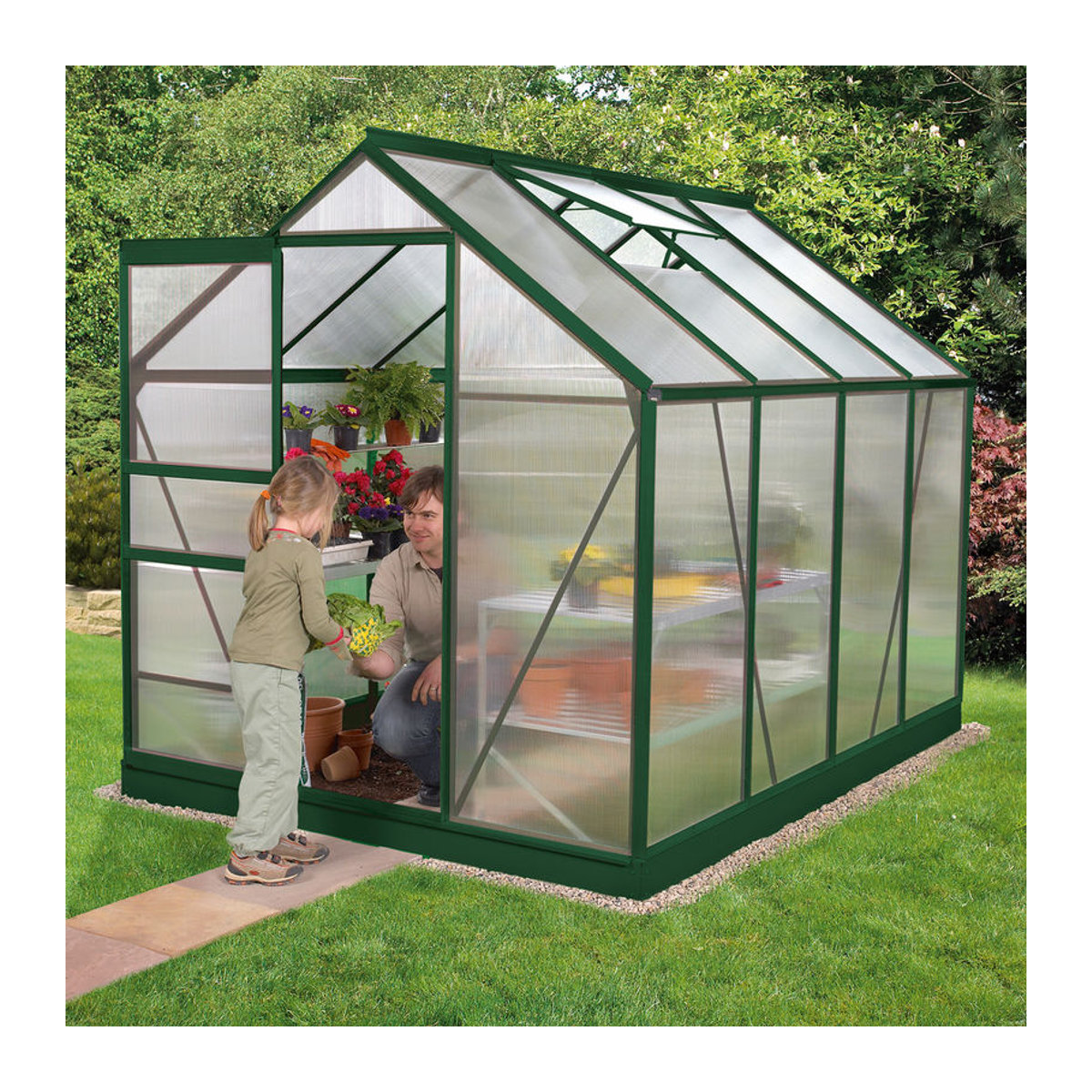 Vitavia Gewächshaus Calypso 5800 in Grün mit Aluminiumrahmen und Polycarbonat-Platten, 5,8 m² - Bild 4