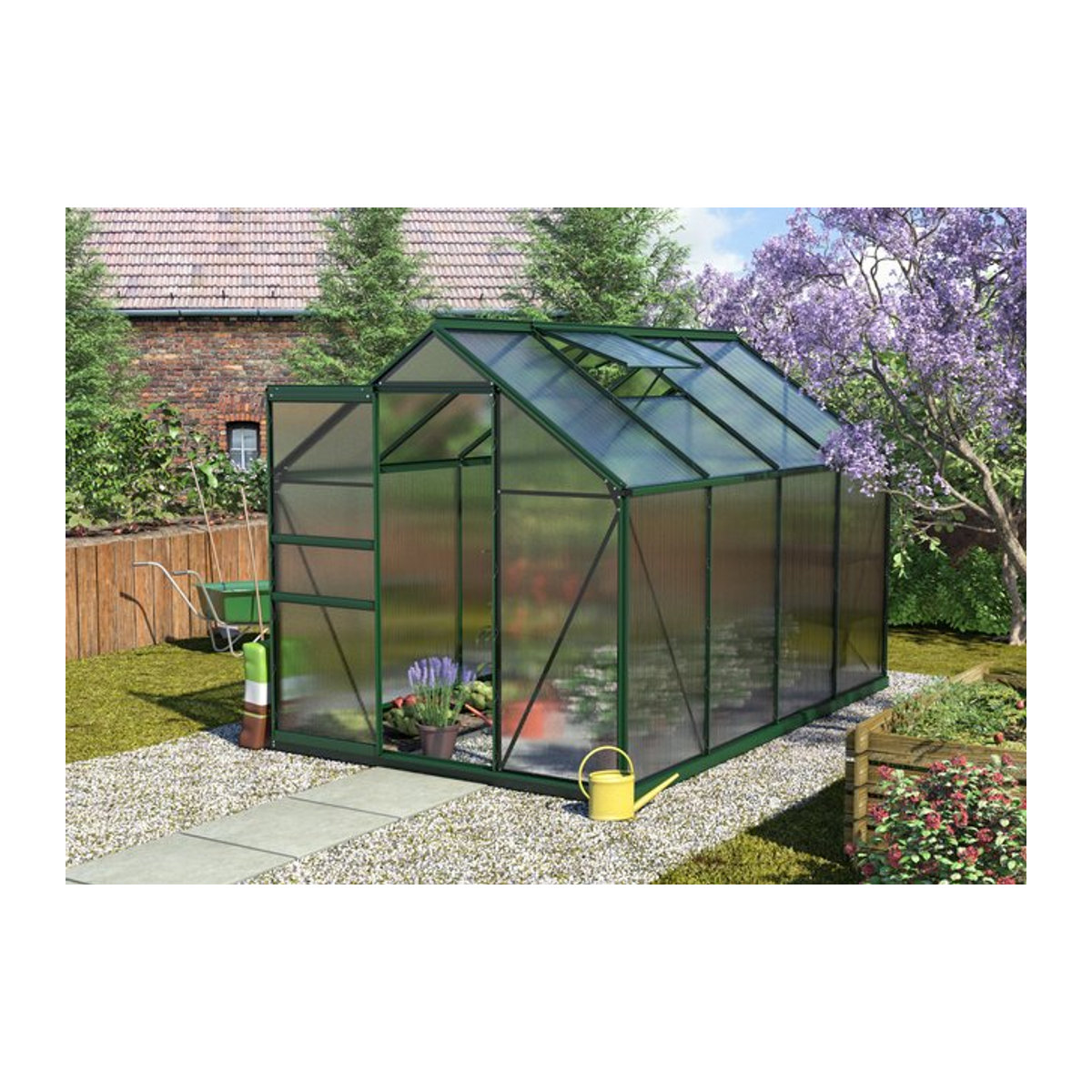 Vitavia Gewächshaus Calypso 5800 in Grün mit Aluminiumrahmen und Polycarbonat-Platten, 5,8 m² - Bild 1