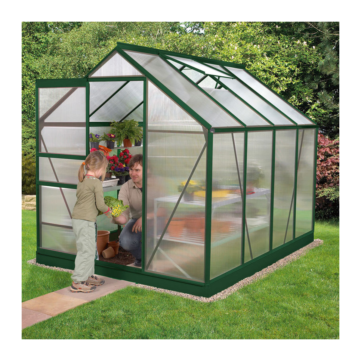 Vitavia Gewächshaus Calypso 5800 in Grün mit Aluminiumrahmen und Polycarbonat-Platten, 5,8 m² - Bild 3