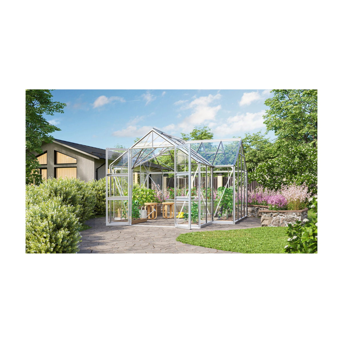 Vitavia Gewächshaus Campus aus eloxiertem Aluminium in Alufarben mit 3 mm ESG-Glas, B/H/L: 38,34 x 254 x 383,3 cm - Bild 3